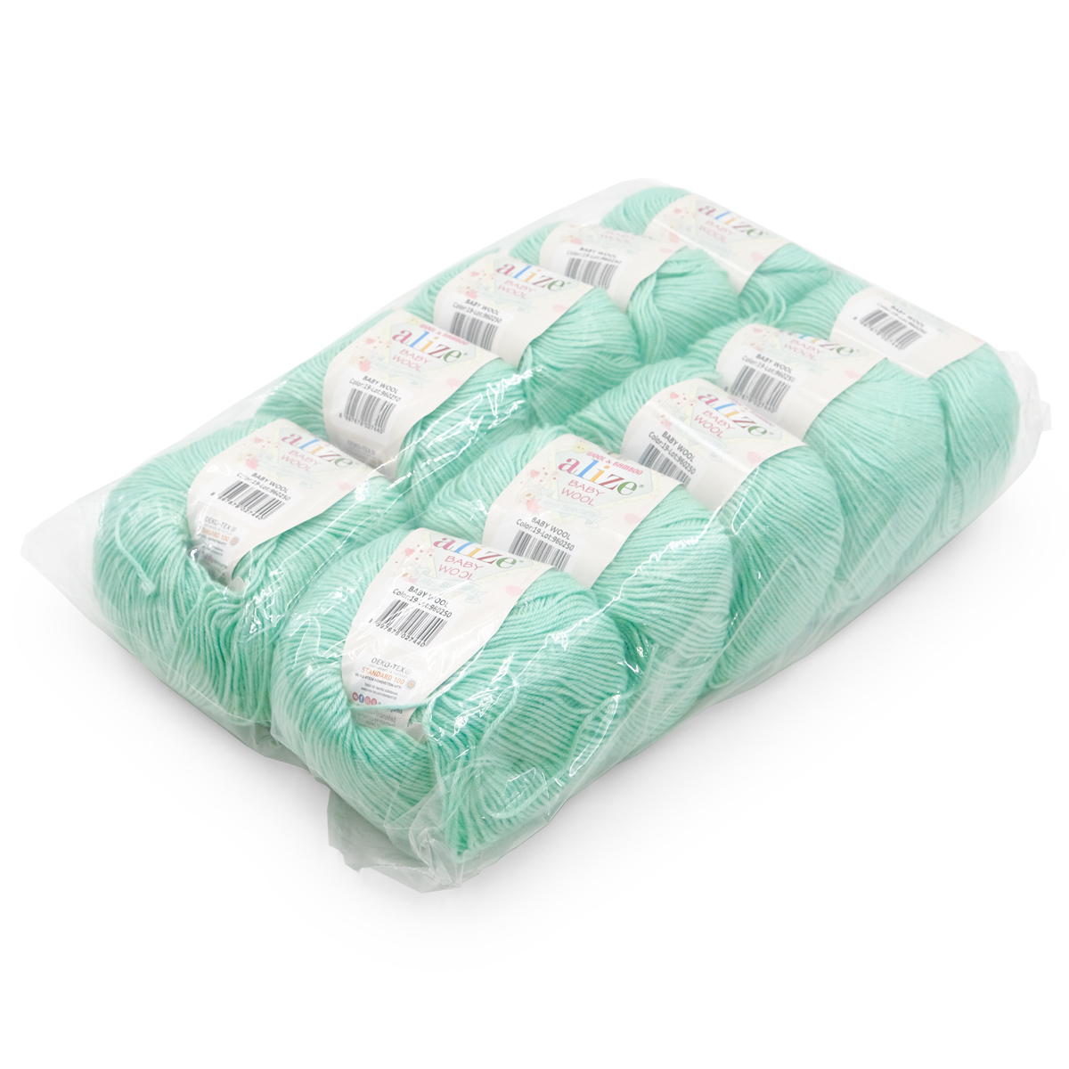 Пряжа для вязания Alize baby wool бамбук шерсть акрил мягкая 50 гр 175 м 19 водяная зелень 10 мотков - фото 4