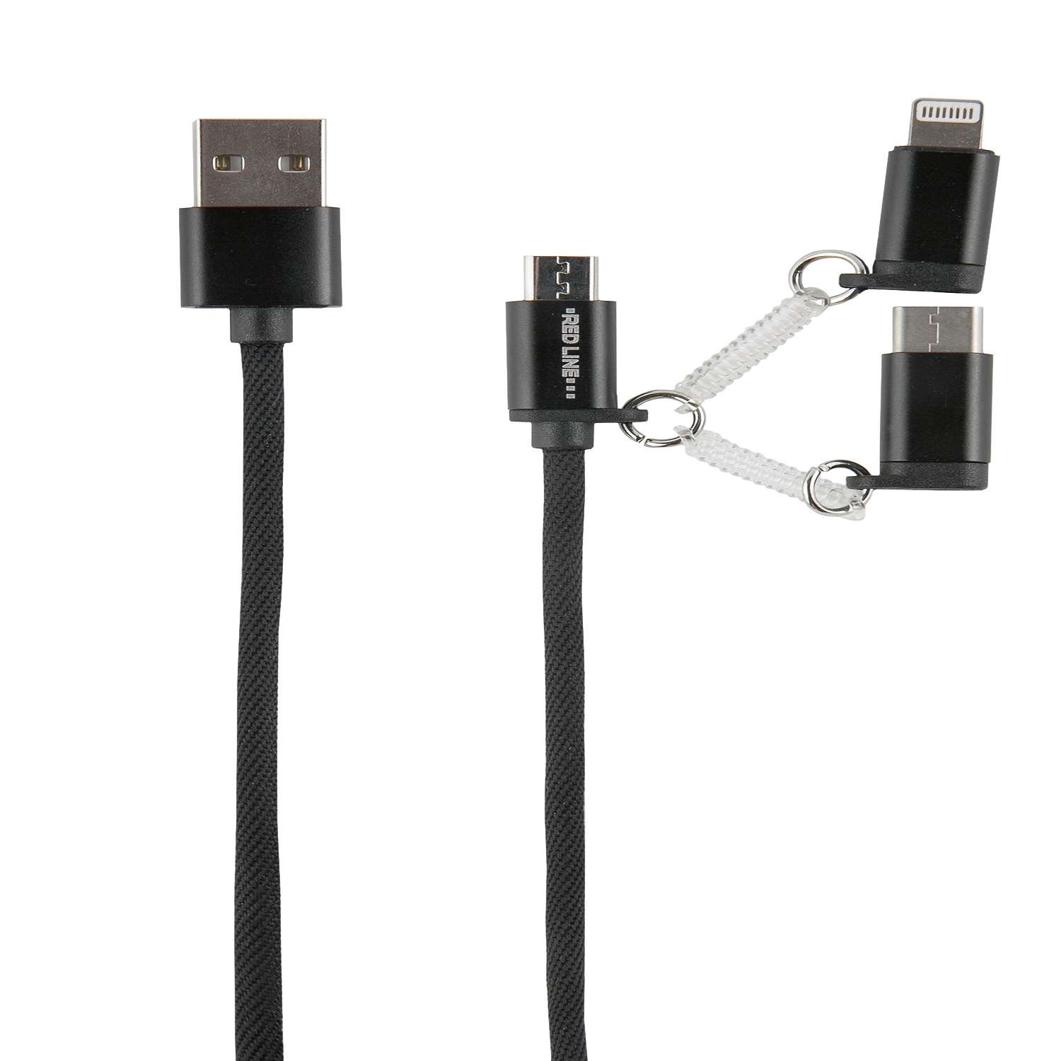 Дата-кабель RedLine LX09 3 in 1 USB - microUSB+8pin Lightning+Type-C 2A черный - фото 2