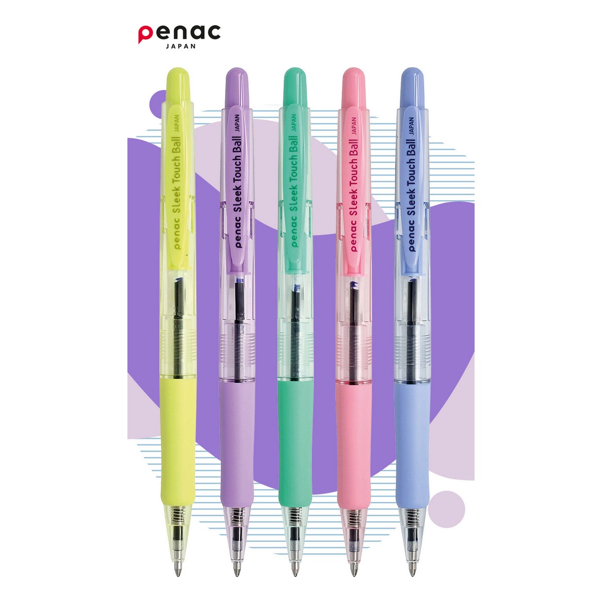 Ручка шариковая PENAC Sleek Touch Pastel автоматическая 1мм синяя. корпус ассорти. 5шт в блистере - фото 7