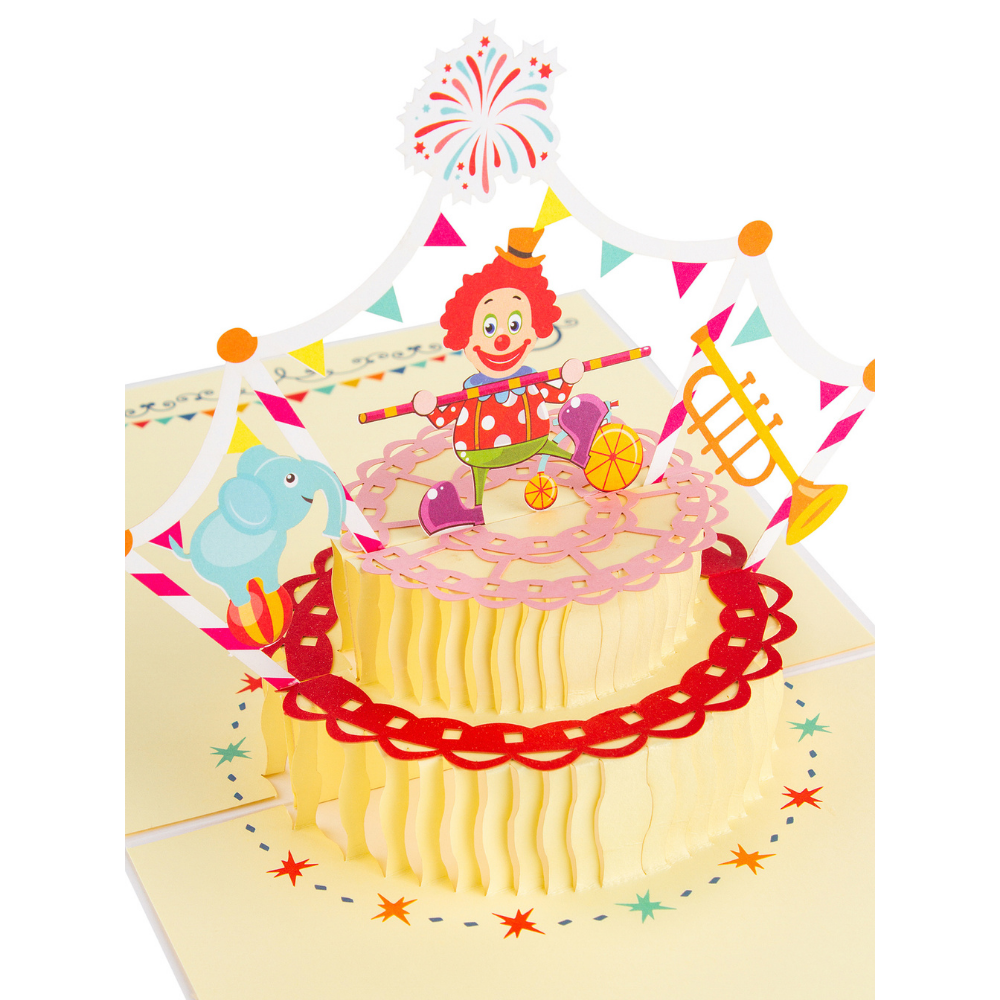 Открытка С днем рождения NRAVIZA Детям объемная Клоун на торте - фото 2