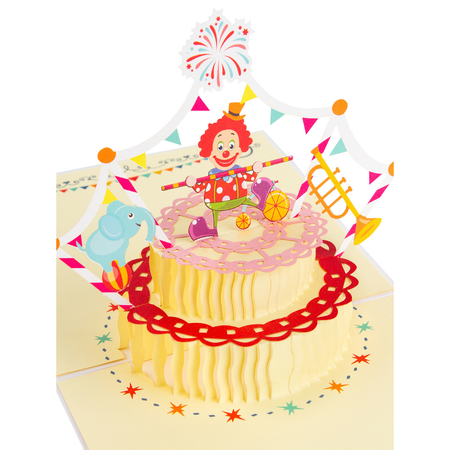 Открытка С днем рождения NRAVIZA Детям объемная Клоун на торте