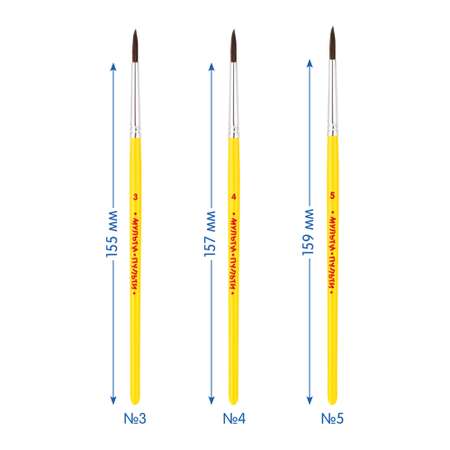 Набор кистей Мульти Пульти 3 шт пони круглые № 3 4 5 блистер