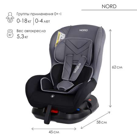 Автокресло Babyton Nord Grey 0+/1 (0-18 кг)