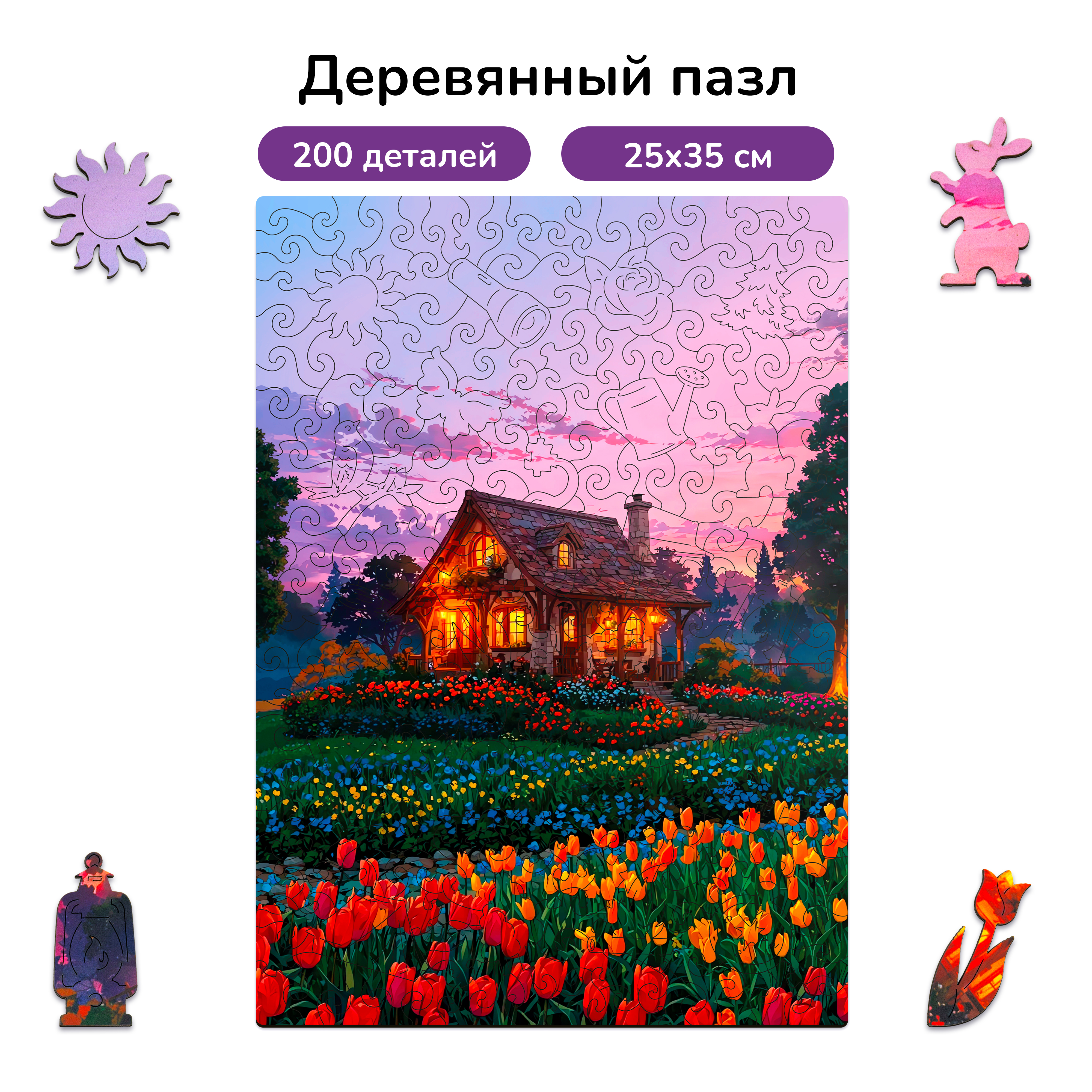 Пазл фигурный деревянный Active Puzzles Усадьба в сумерках - фото 1