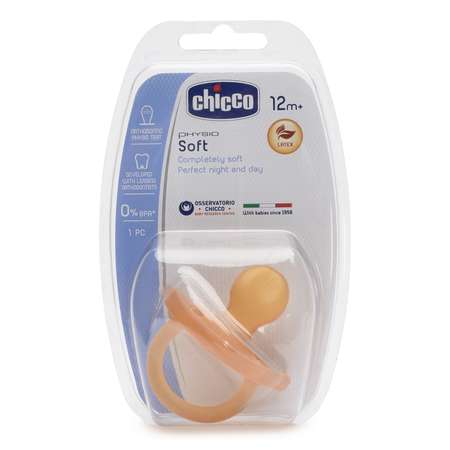 Пустышка Chicco Physio Soft 1шт 12мес + натур латекс