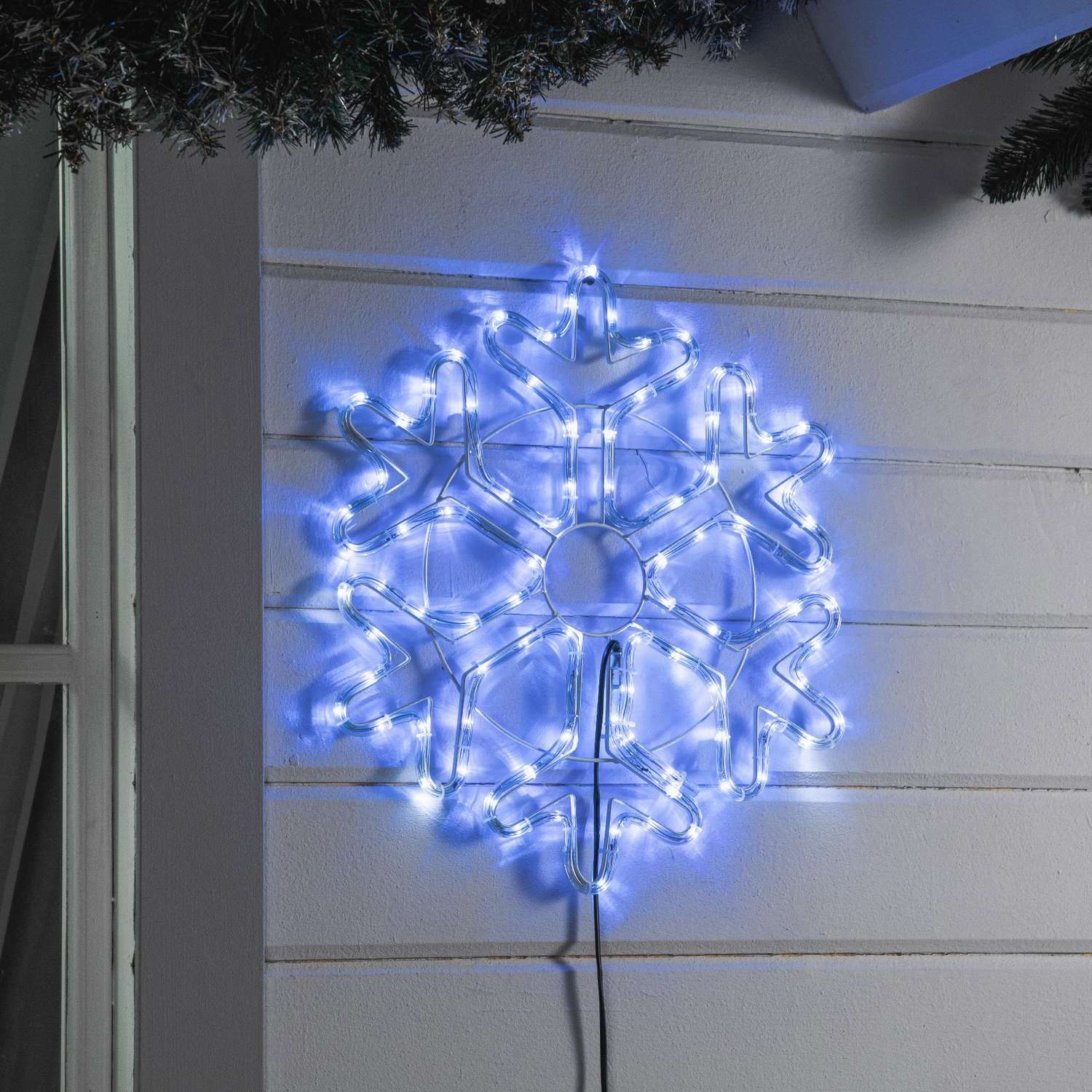 Светодиодная фигура Luazon «Снежинка» 52 см дюралайт 96 LED 220 В мерцание свечение синий/белый - фото 1