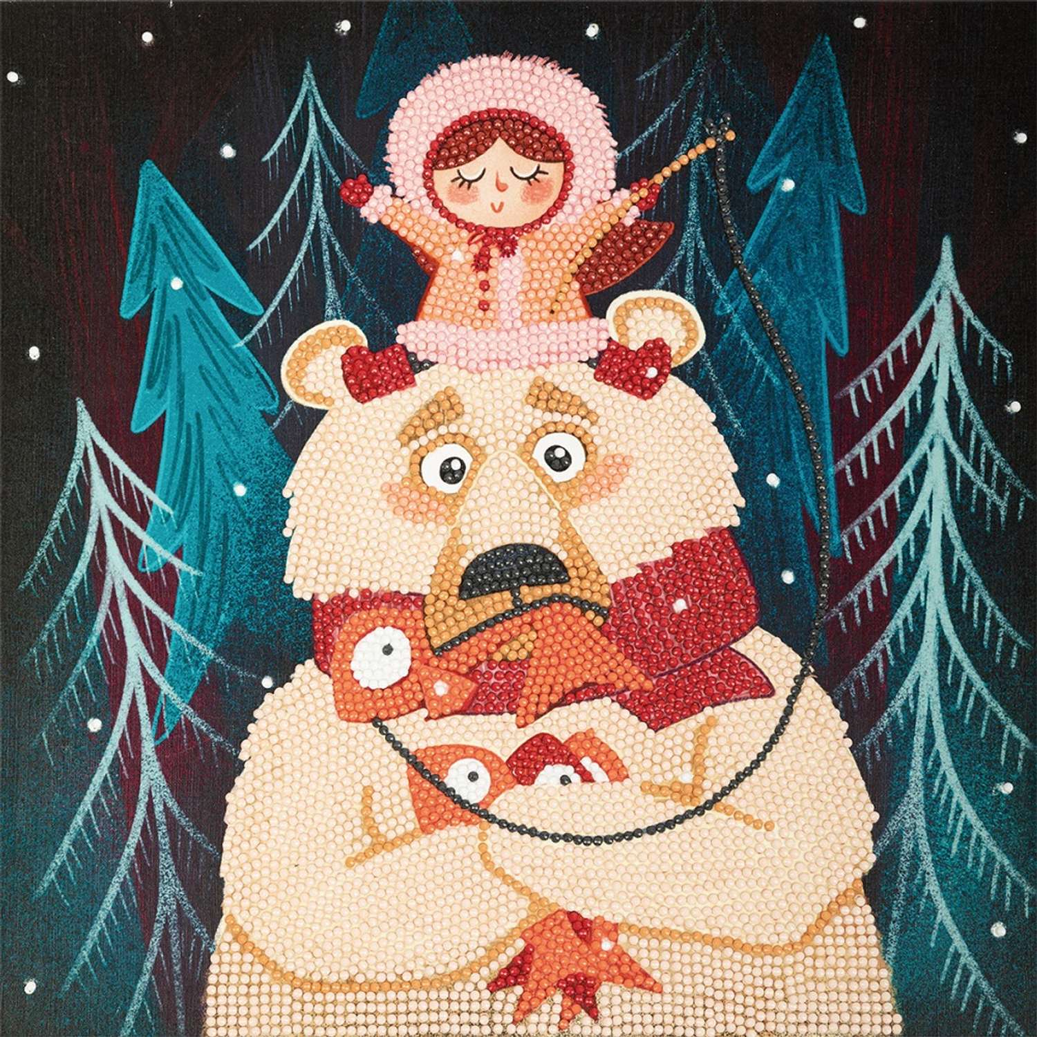 Кристальная мозаика Фрея ALBP-255 постер Девочка и медведь 30 х 30 см - фото 1
