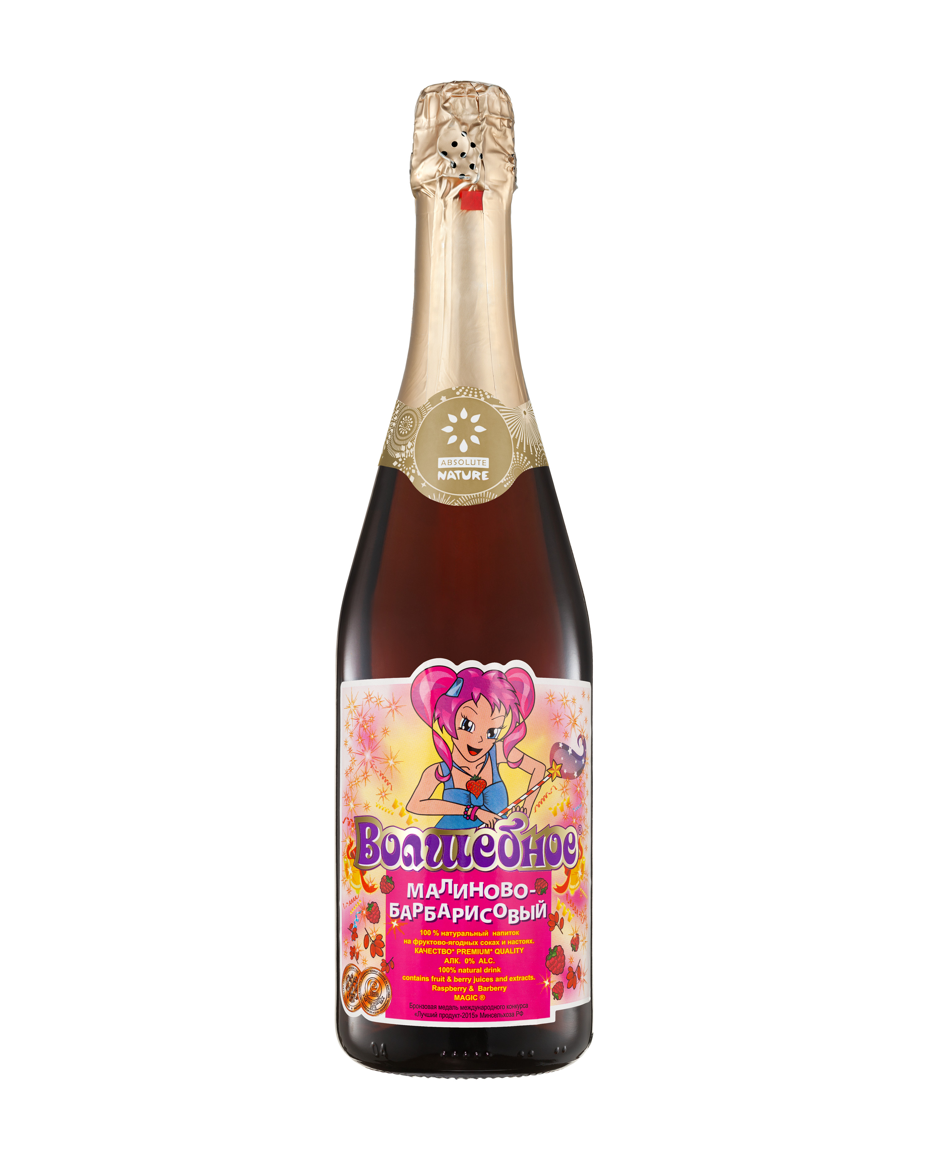 Детское шампанское Absolute Nature Волшебное малиново-барбарисовое 0.75 л - фото 1