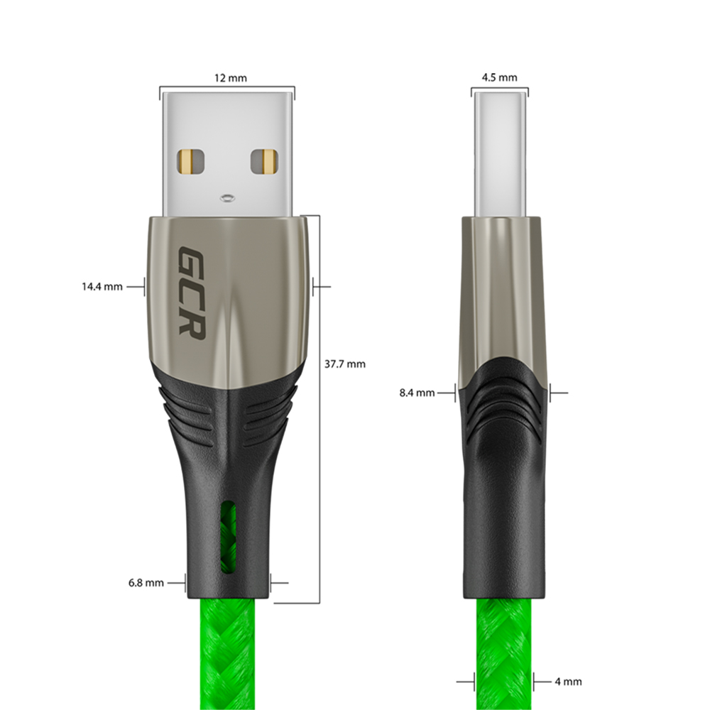 Кабель USB GCR 1.7m TypeC series Mercedes быстрая зарядка в зеленой нейлоновой оплетке GCR-51988 - фото 4