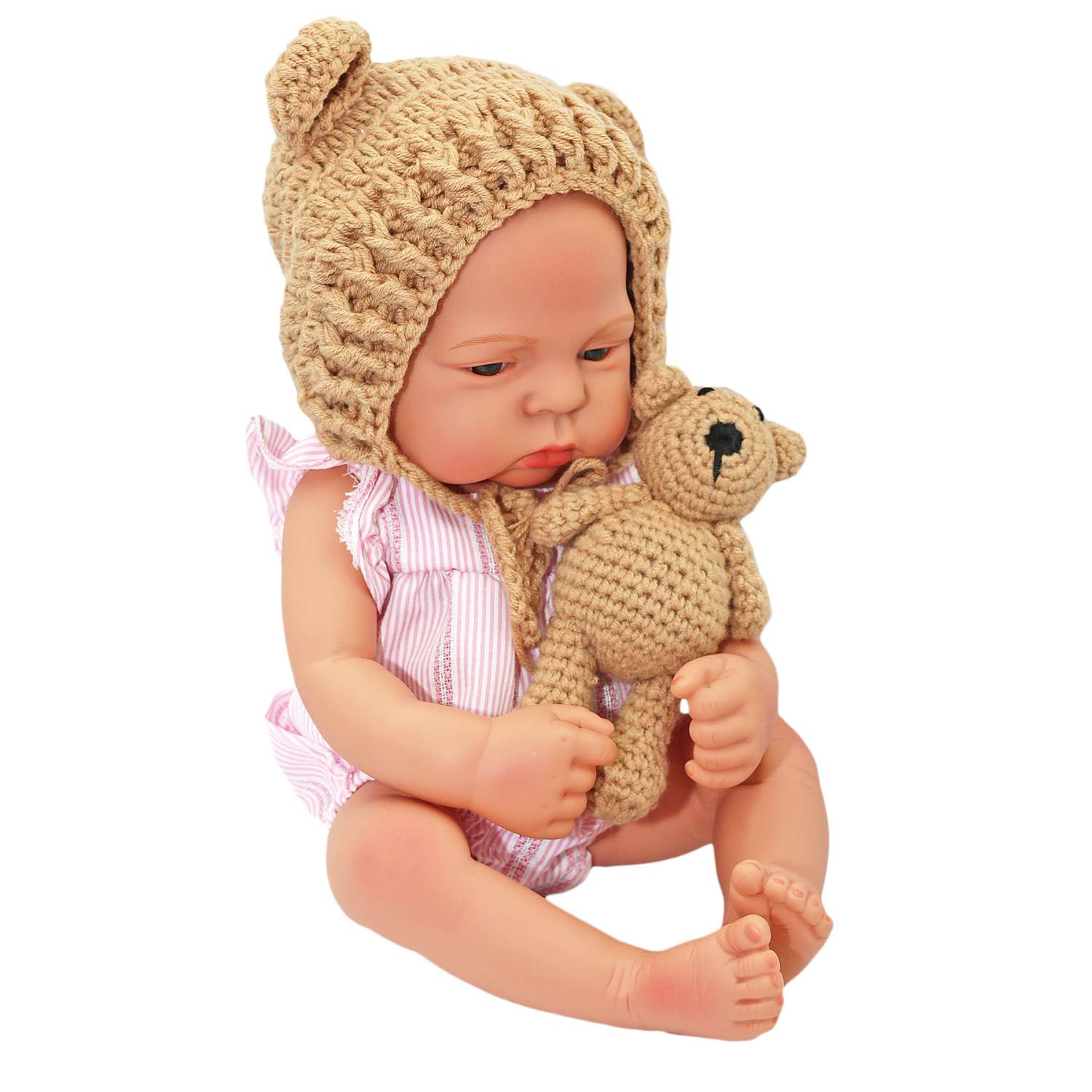 Набор для фотосессии ребенка SHARKTOYS от 0 до 3 месяцев мягкая игрушка мишка и шапочка 3570001 - фото 1
