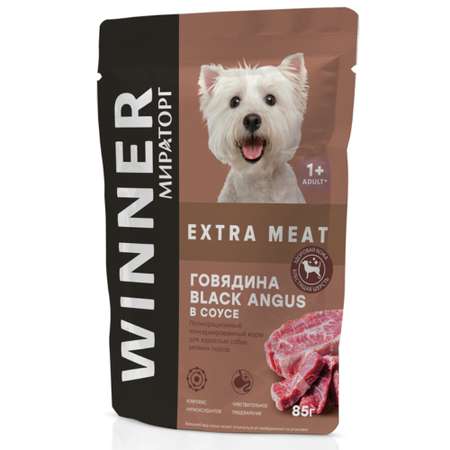 Корм консервированный Мираторг Extra Meat для собак мелких пород с говядиной в соусе 24 шт по 85 г
