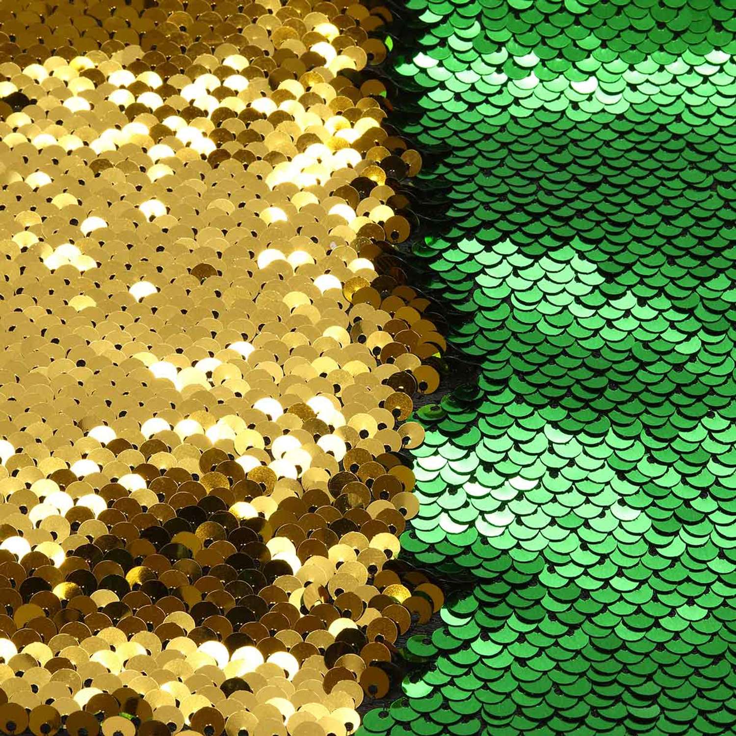 Ткань Astra Craft с двухсторонними пайетками зеленый золото 65х50 см - фото 1