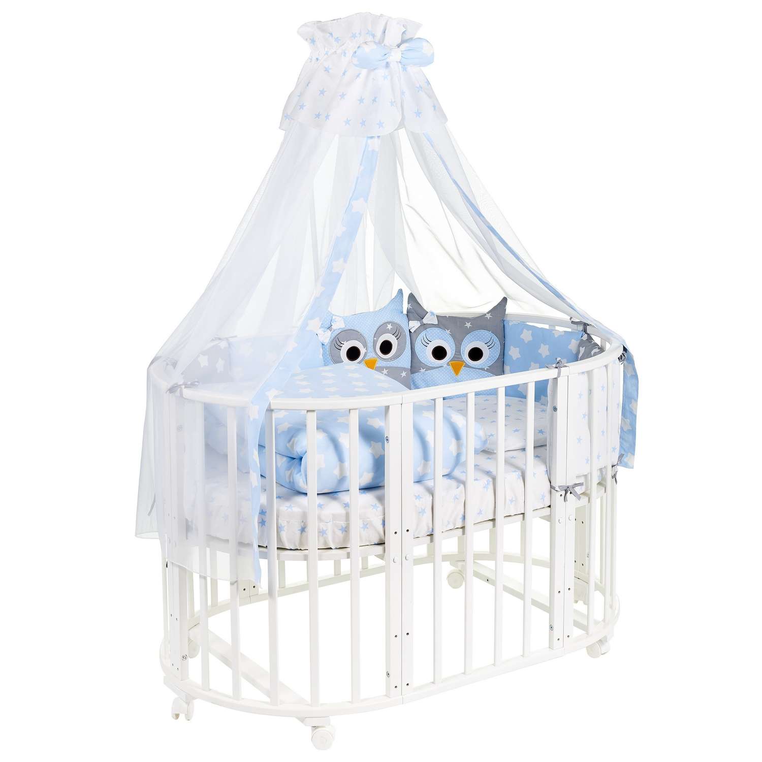 Комплект в овальную кроватку Sweet Baby Uccellino 10предметов Blue Голубой - фото 1