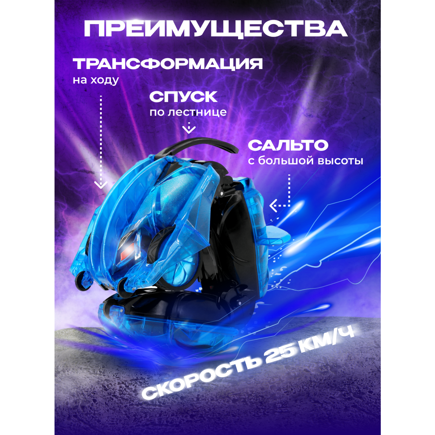 Игрушка радиоуправляемая Terra Sect машинка трансформер в виде ящерицы синяя - фото 6