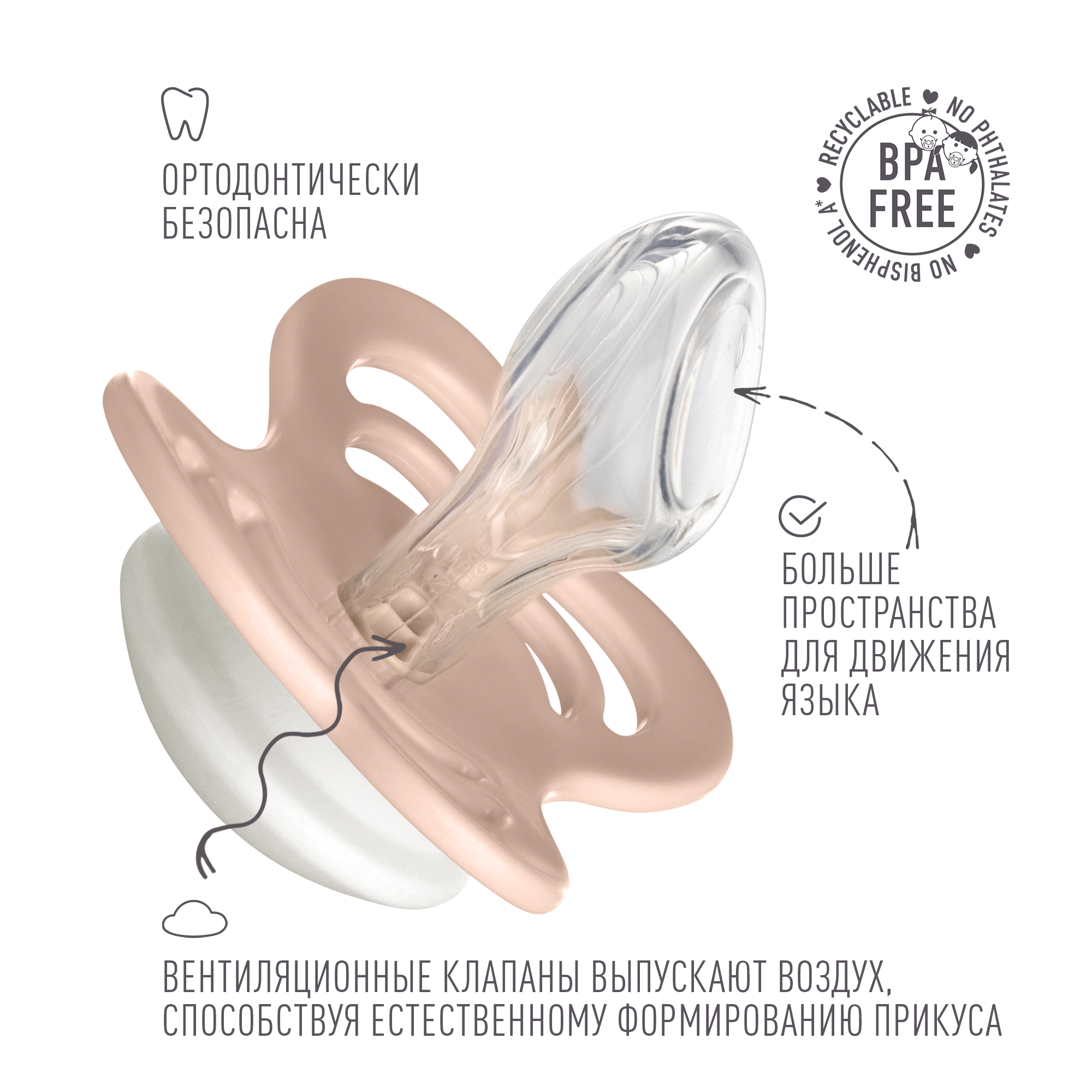 Соска-пустышка BIBS Ночная Couture Silicone Blush Glow 6+ месяцев - фото 3