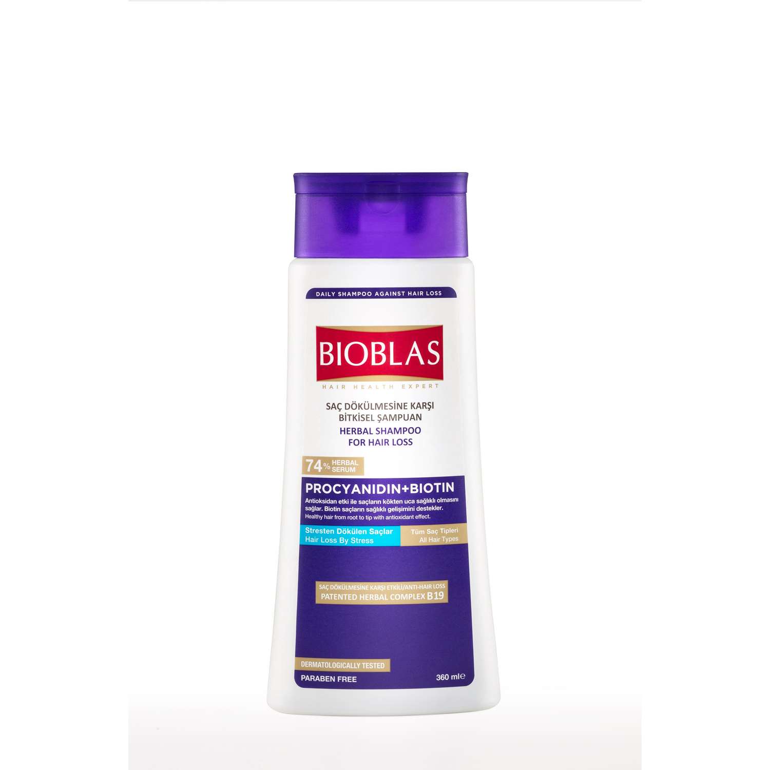 Шампунь BIOBLAS для всех типов волос против выпадения с экстрактом виноградных косточек и биотином 360 мл - фото 1