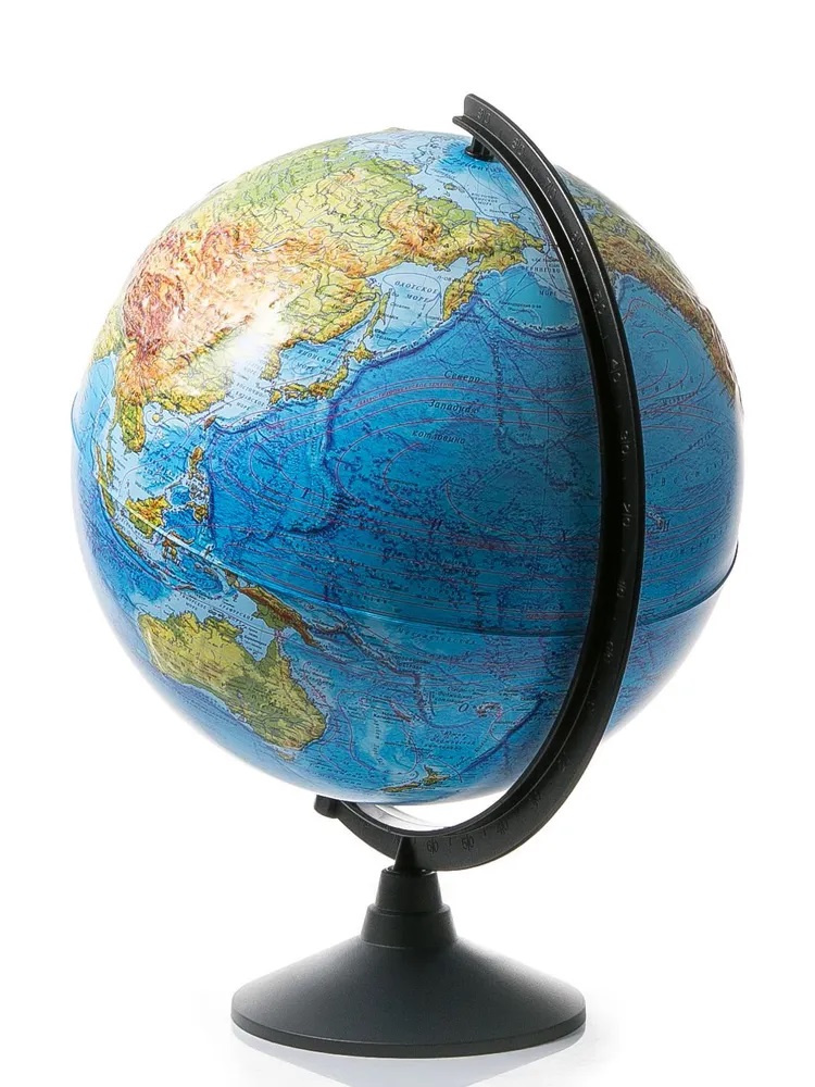 Глобус Globen Земли физический рельефный диаметр 32 см - фото 1