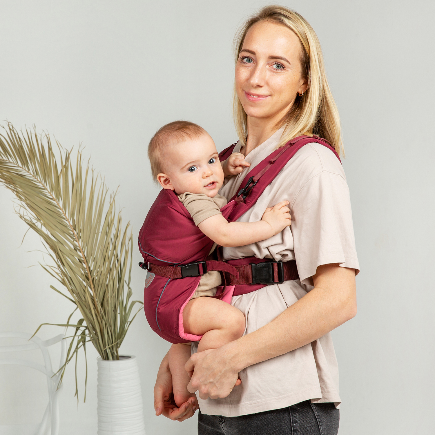 Рюкзак-кенгуру Чудо-чадо переноска для ребенка с 0 мес «‎BabyActive Simple» бордовый - фото 7