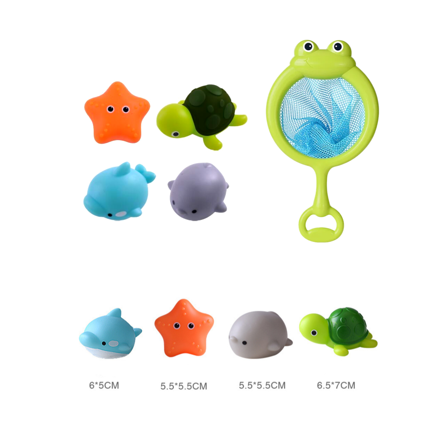 Игрушки для купания SHARKTOYS с сачком и светящимися животными черепашка - фото 4