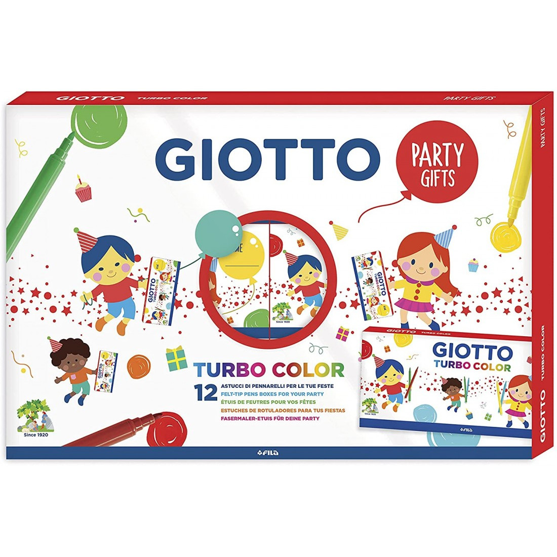 Набор фломастеров GIOTTO TURBO COLOR PARTY SET Подарочный 6 штук в 12 комплектах - фото 1