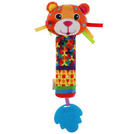 Текстильная игрушка погремушка Умка Пищалка леопард с прорезывателем