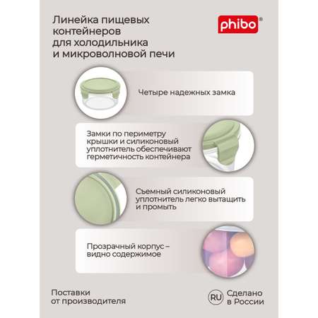 Контейнер Phibo для продуктов герметичный Smart Lock круглый 0.55л зеленый