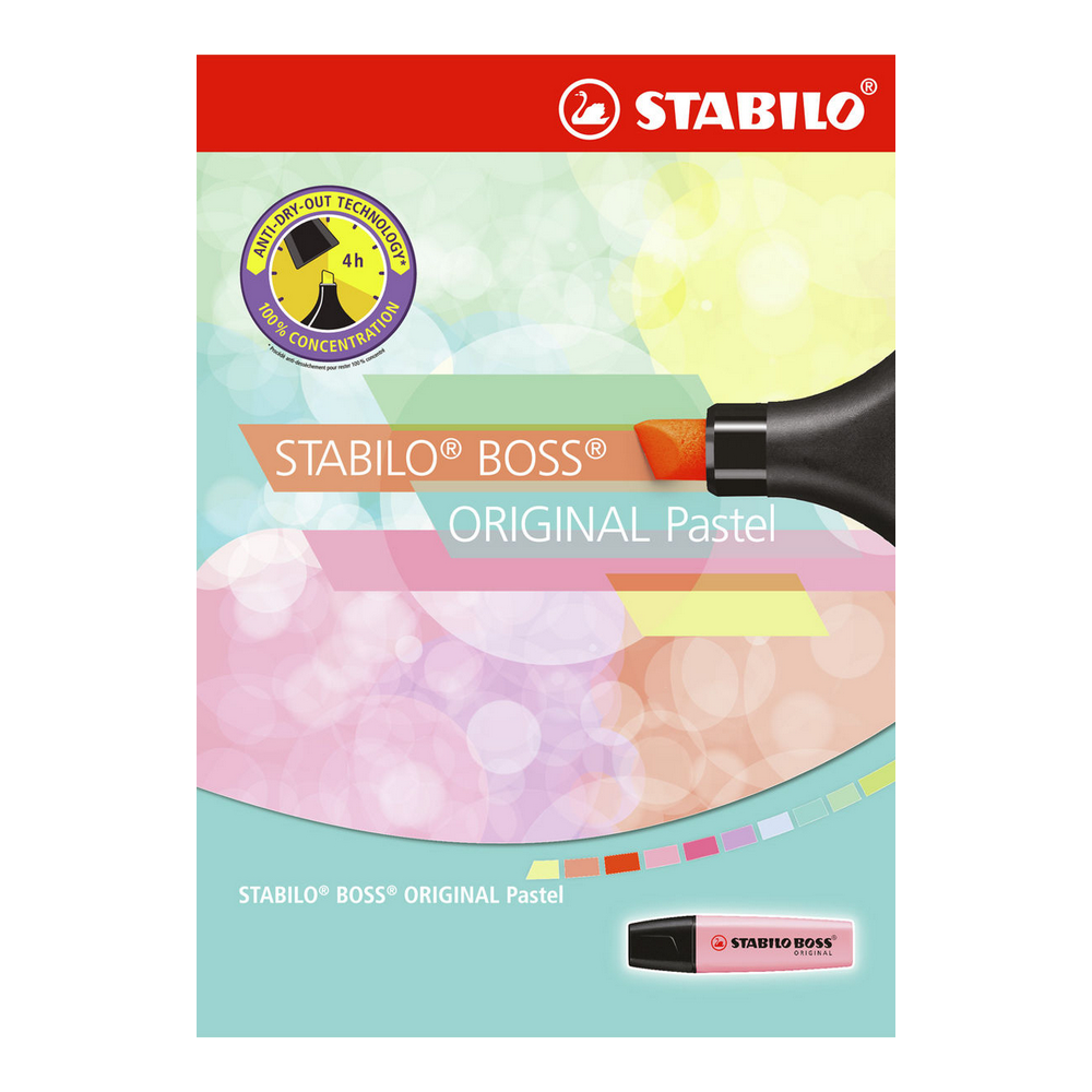 Текстовыделитель STABILO Boss original Pastel 4 пастельных цвета 70/4-4 - фото 8