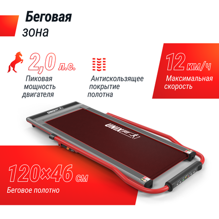 Беговая дорожка UNIX Fit R-300C Red с поручнем до 100 кг 0.8 - 12 км/ч