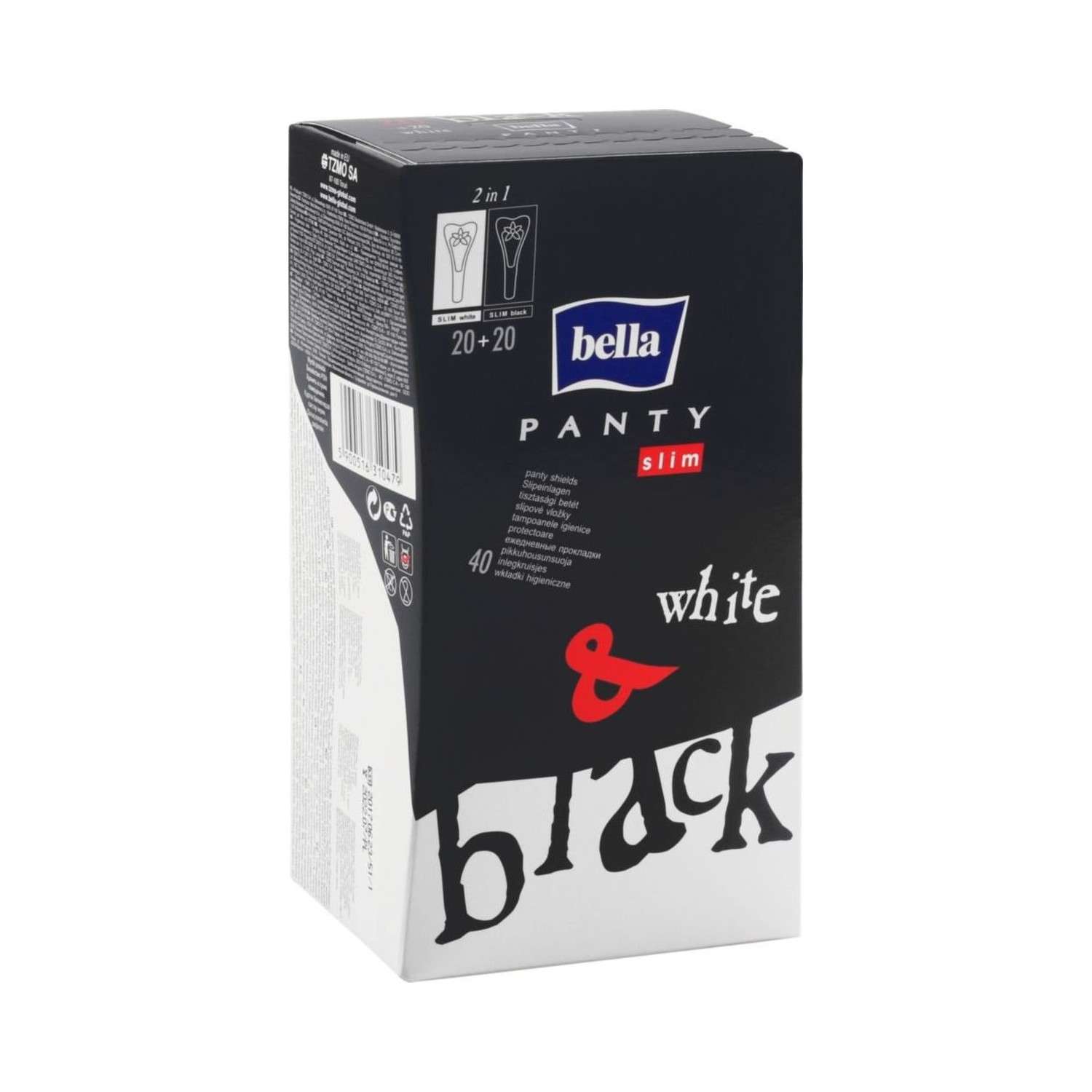 Ежедневные прокладки BELLA Panty Slim Black and White 40 шт - фото 1