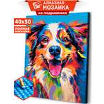 Алмазная мозаика Art sensation холст на подрамнике 40х50 см Яркая собака