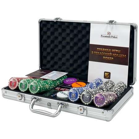 Покерный набор HitToy Nuts 300 фишек с номиналом в чемодане