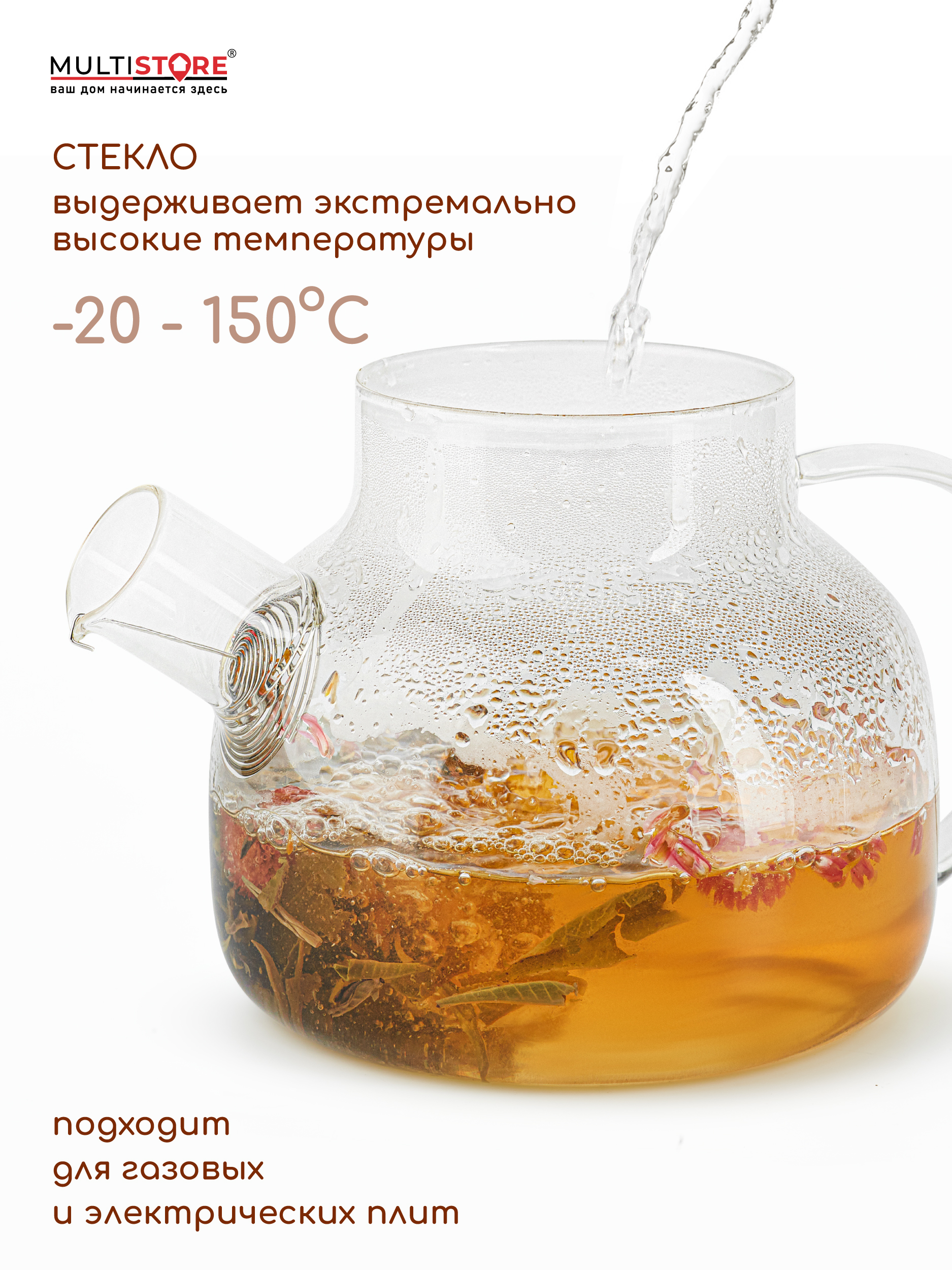 Чайник заварочный стеклянный Multistore 900 мл - фото 4