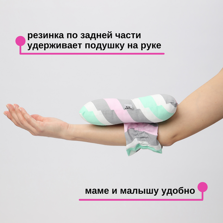 Подушка для новорожденных Mums Era для кормления и укачивания с резинкой зиг заг