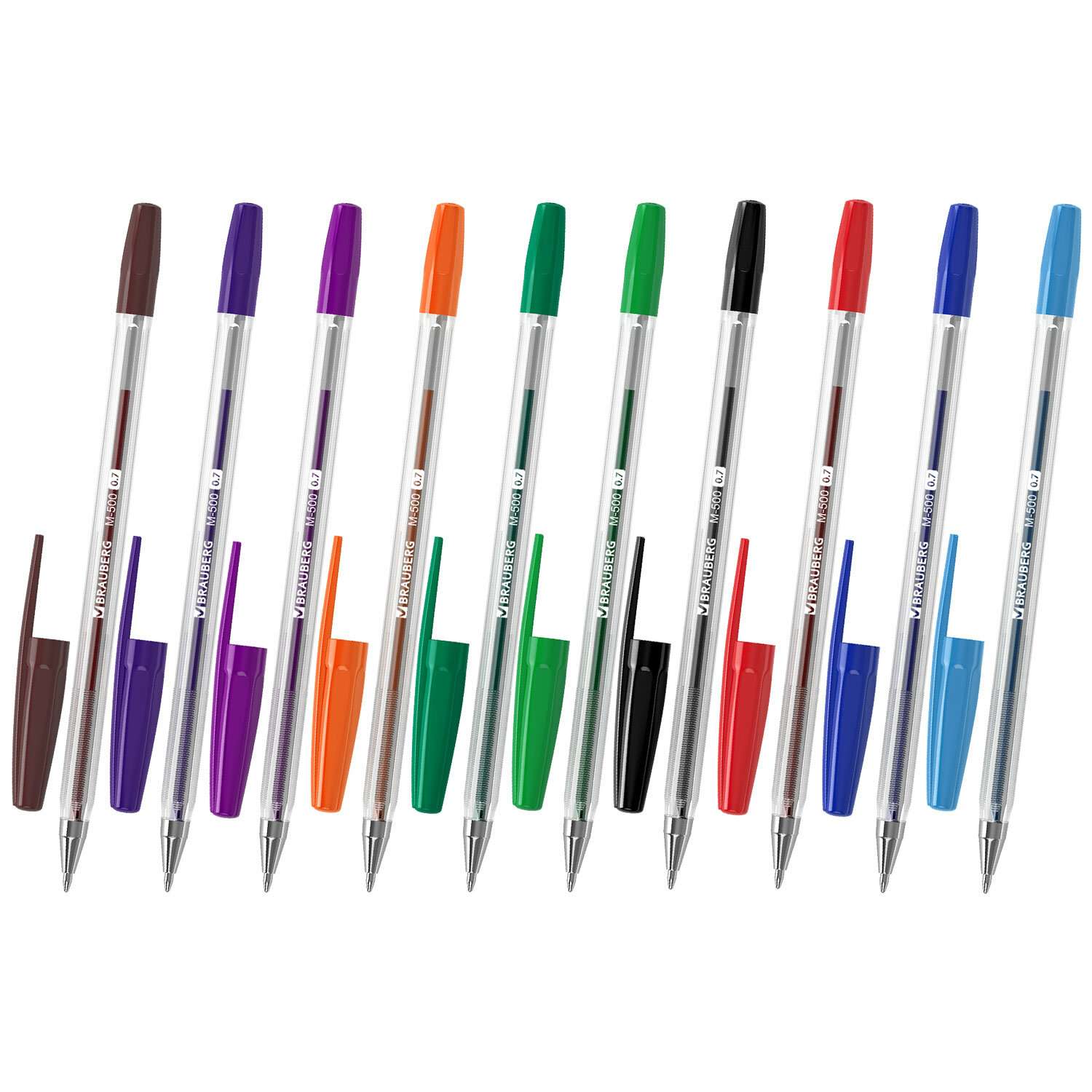 Ручки шариковые Brauberg цветные набор 10 штук тонкие для школы - фото 7