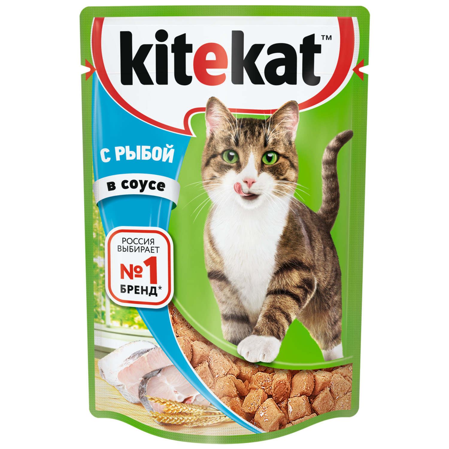 Корм влажный для кошек KiteKat 85г рыба в соусе пауч