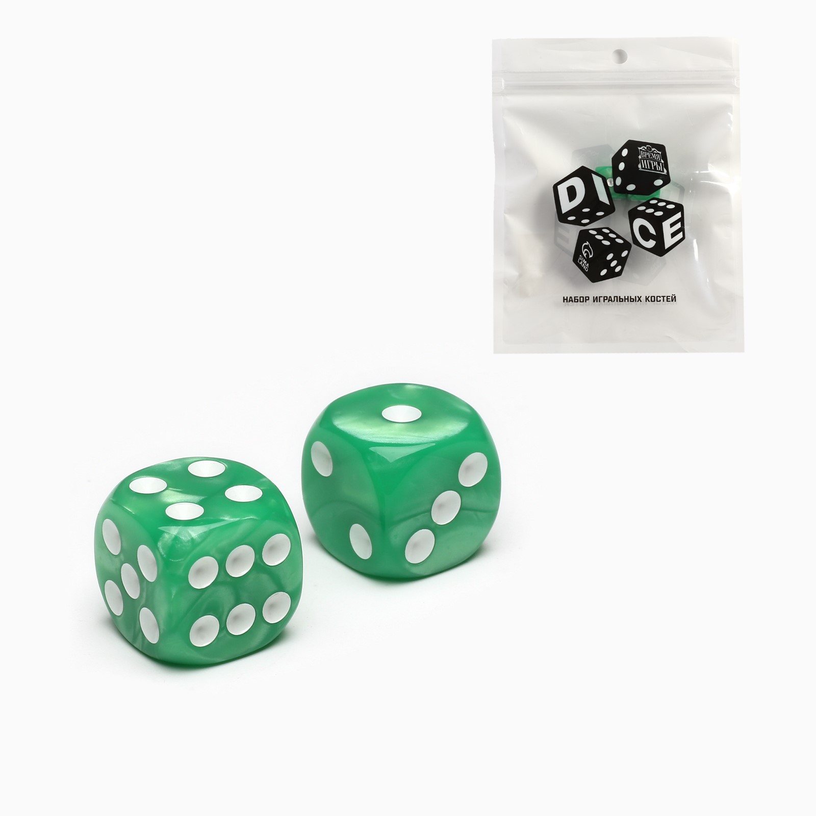Кубики Sima-Land Игральные «Время игры» 1.6х1.6 см набор 2 шт зеленые - фото 2