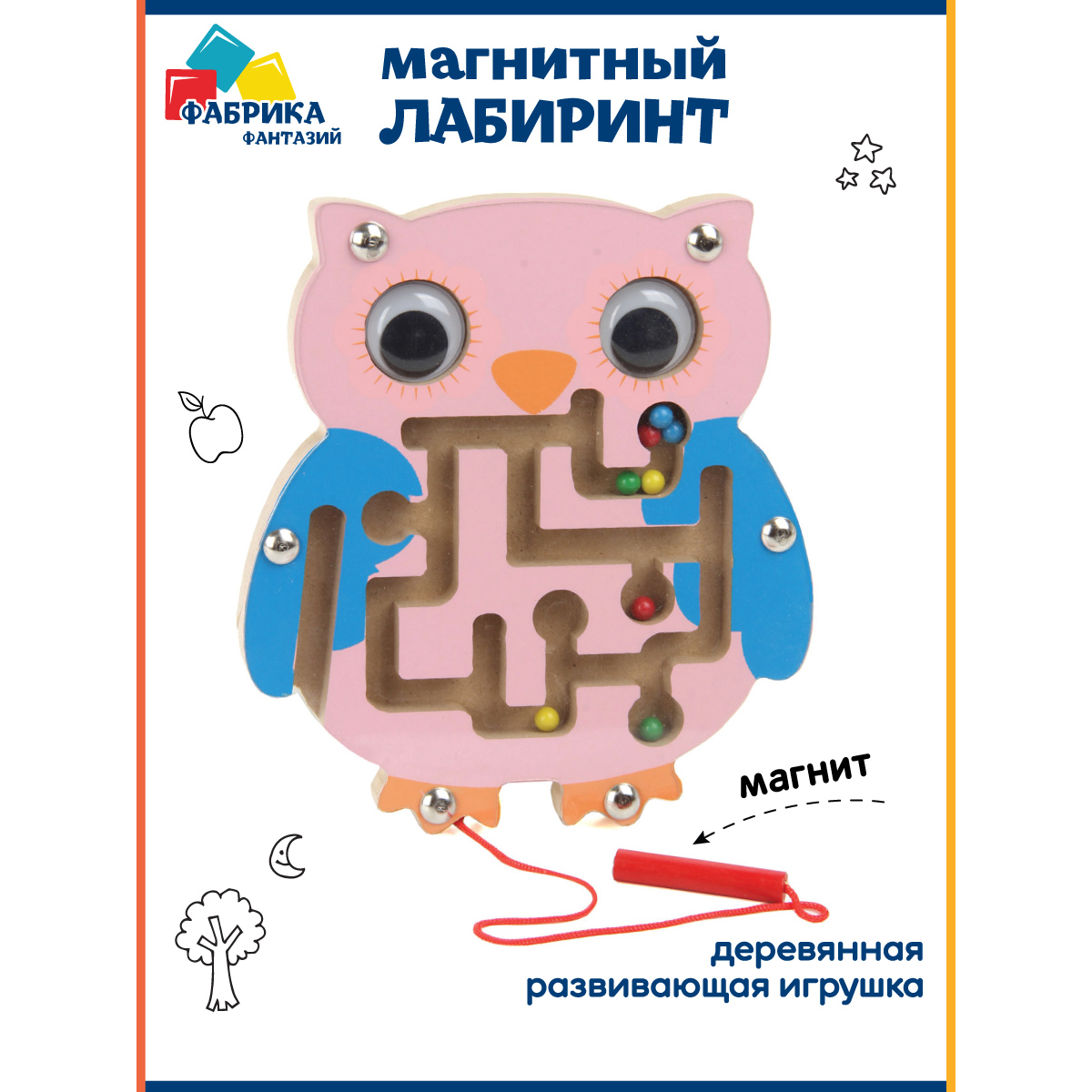 Деревянная игрушка Фабрика Фантазий Рамка-лабиринт Сова - фото 1