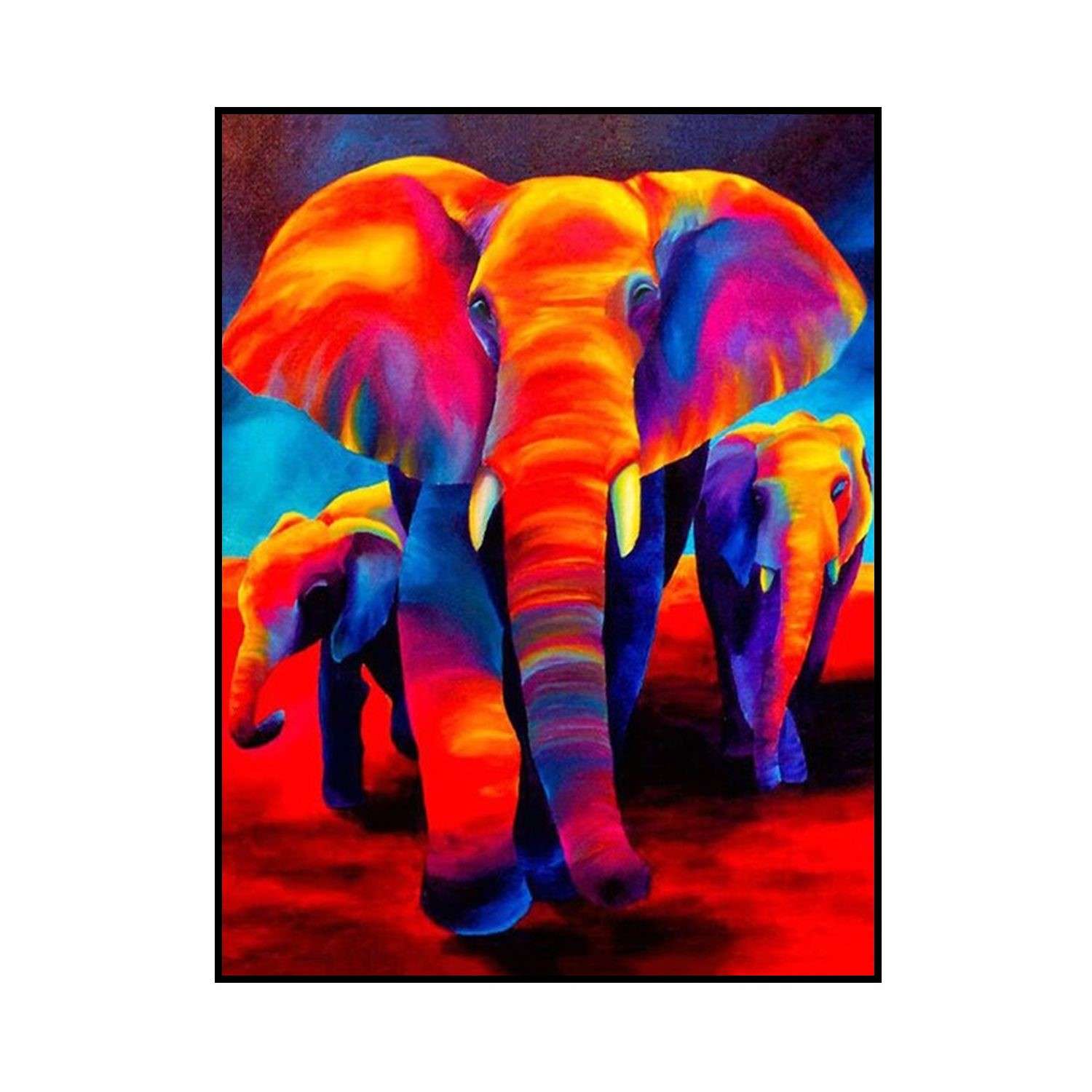 Алмазная мозаика Seichi Разноцветные слоны 50х65 см - фото 2