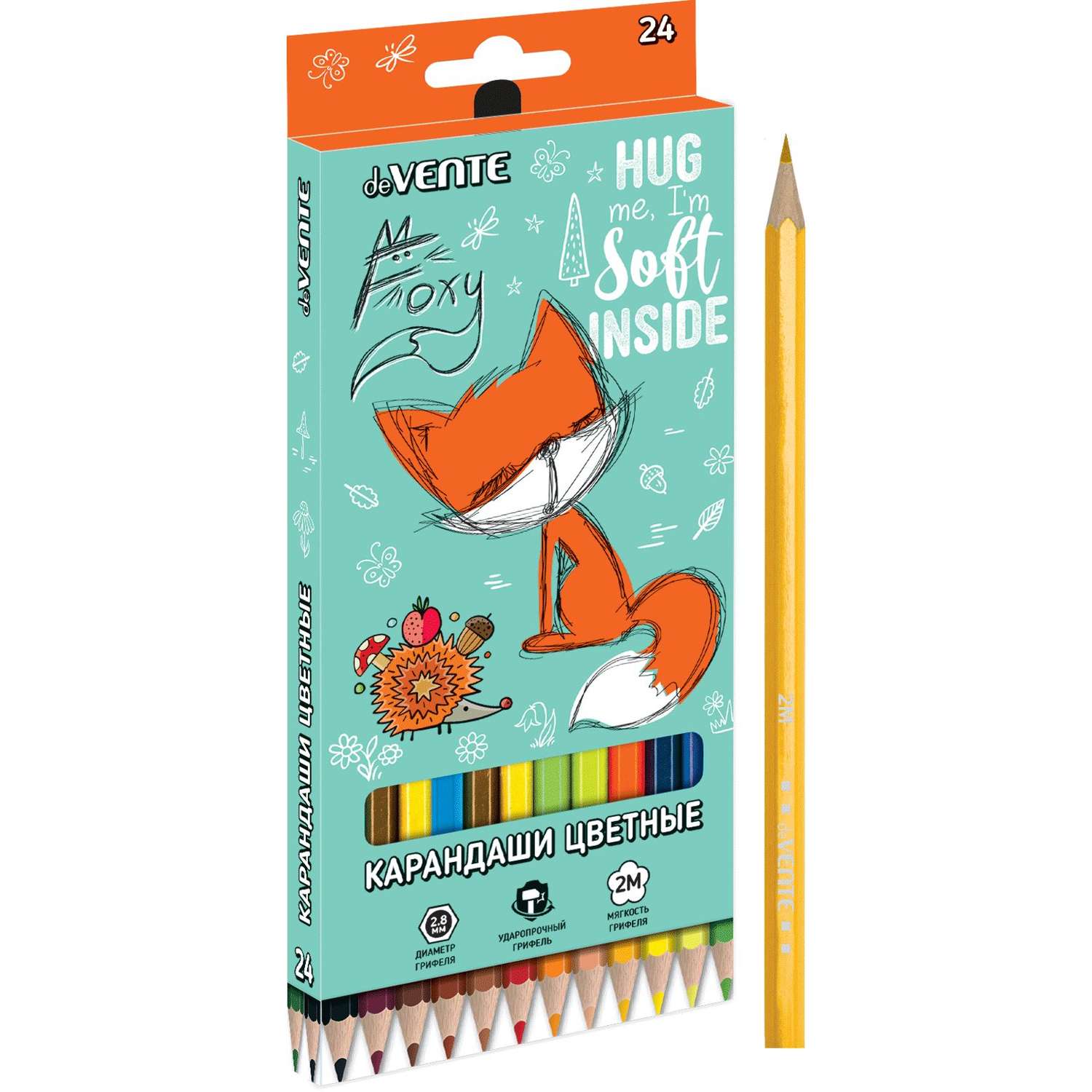 Набор цветных карандашей deVENTE Foxy 24 цвета в картонной коробке - фото 2