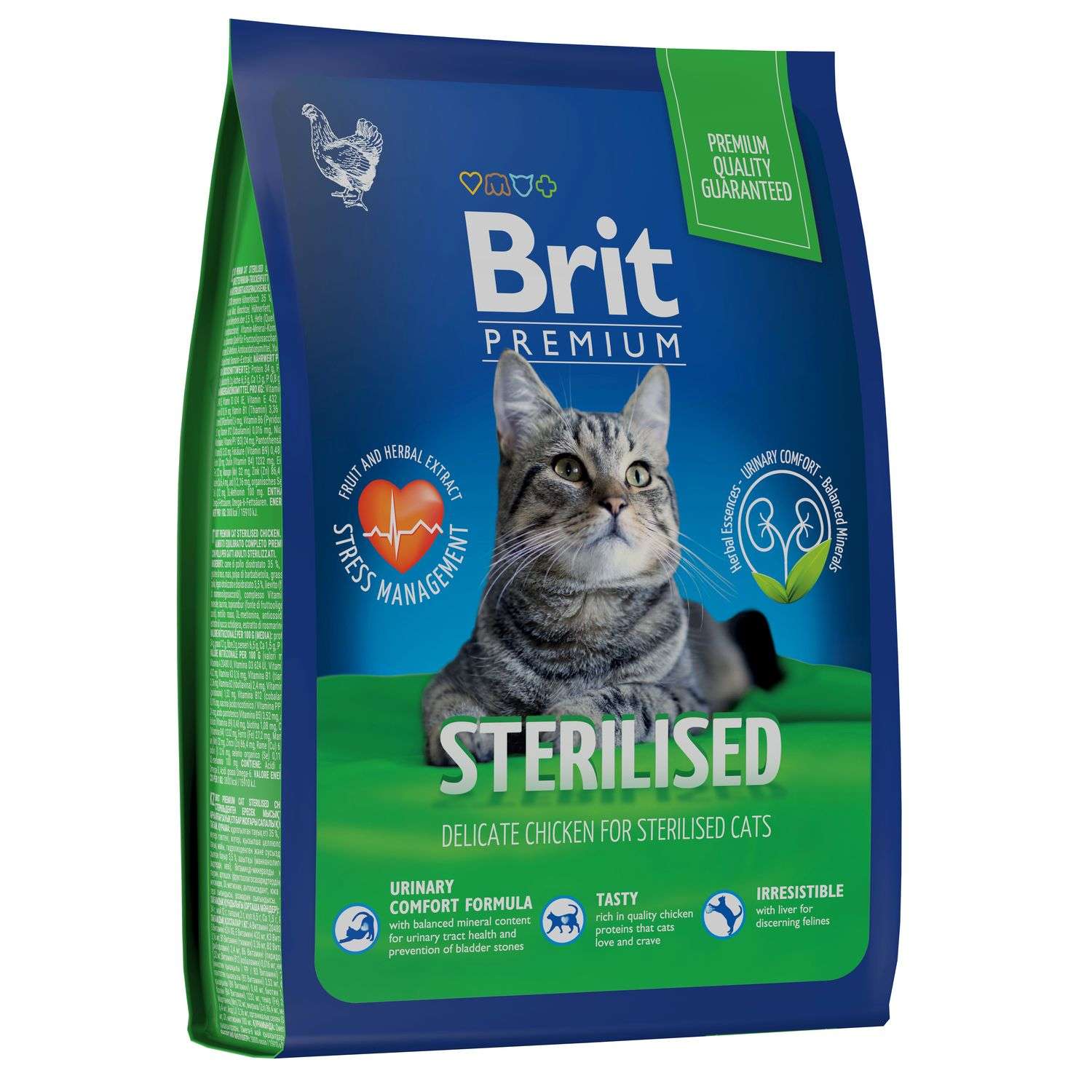 Корм для кошек Brit 800г Premium Cat Sterilized Chicken для стерилизованных с курицей сухой - фото 1