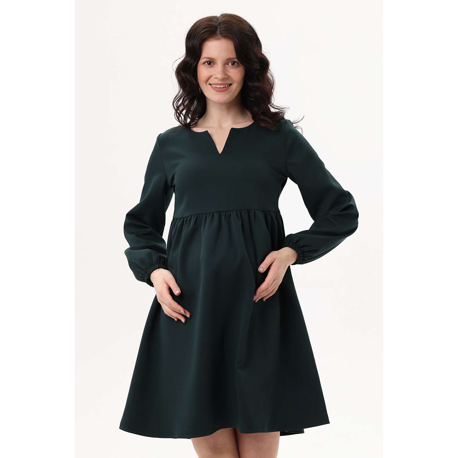 Платье для беременных Мама Эксперт 1-10525Е Изумрудно-зеленый - фото 1