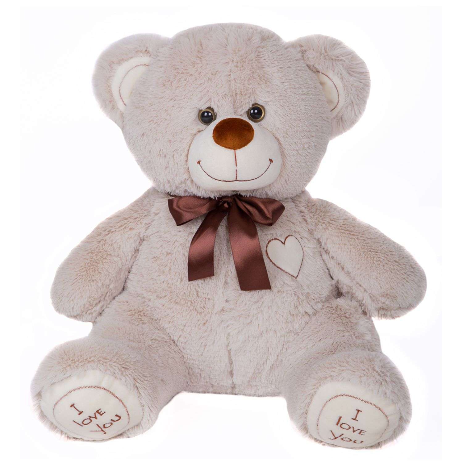 Мягкая игрушка Мягкие игрушки БелайТойс Плюшевый медведь Арчи 65 см цвет светло-серый - фото 1