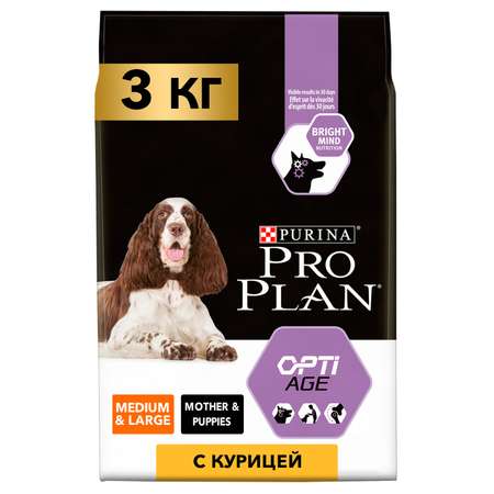 Корм для собак PRO PLAN пожилых средних и крупных пород с комплексом Optiage курица c рисом 3кг