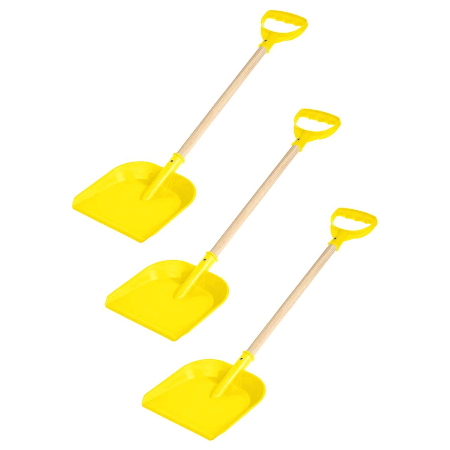 Набор детских лопат Задира для снега и песочницы с деревянной ручкой 60 см желтая - 3 шт - фото 1