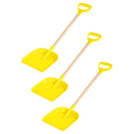 Набор детских лопат Задира для снега и песочницы с деревянной ручкой 60 см желтая - 3 шт