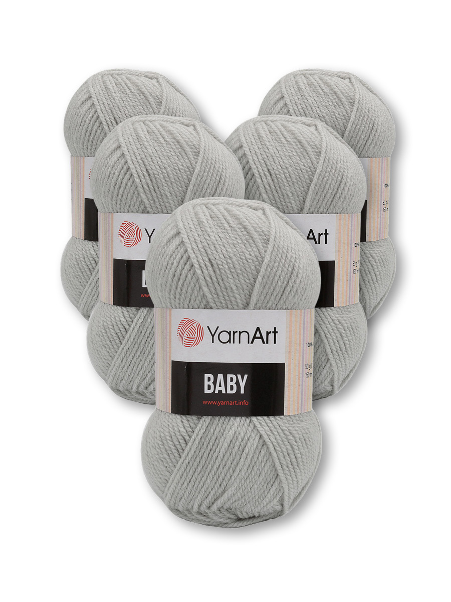 Пряжа для вязания YarnArt Baby 50 гр 150 м акрил мягкая детская 5 мотков 855 серый - фото 6