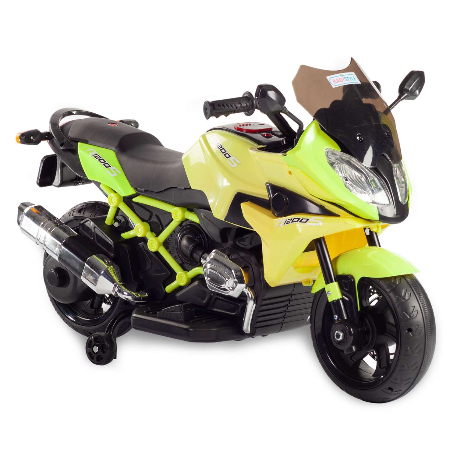 Мотоцикл BABY STYLE на аккумуляторе салатовый со светом - фото 1