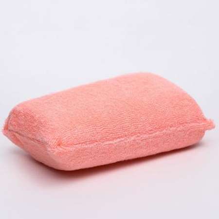 Губка Uviton для купания Breez с покрытием из хлопка розовая