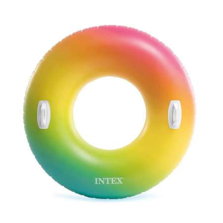 Надувной круг INTEX с ручками Color Whirl Tube 122см 58202EU