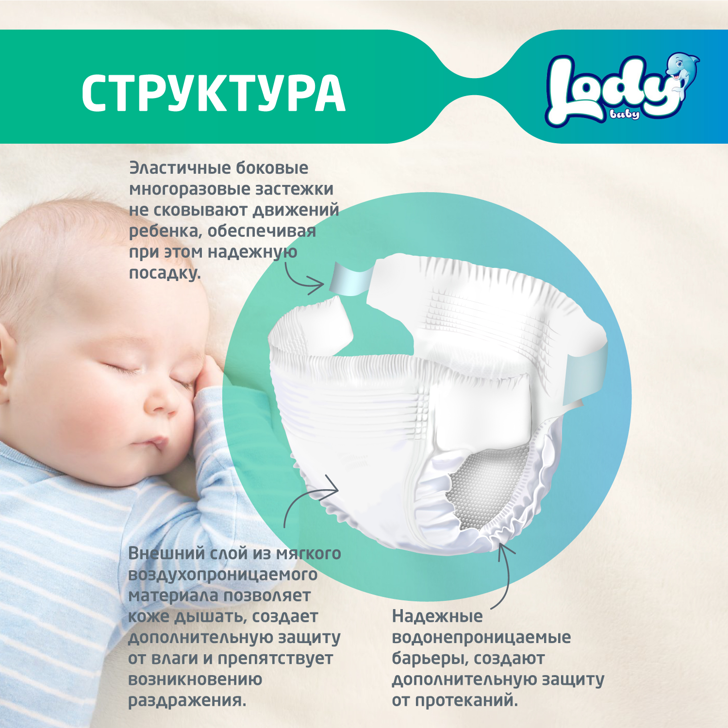 Детские подгузники LODY BABY 5 джуниор 11-25 кг 46шт - фото 5